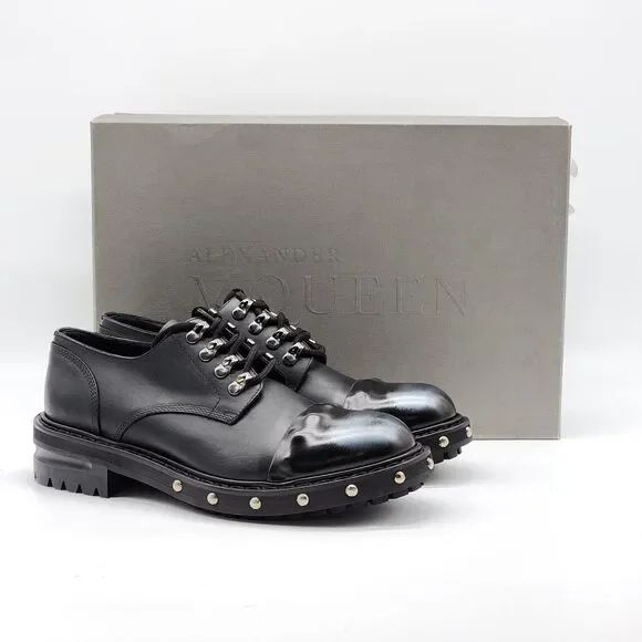 Alexander McQueen Hobnail Leather Derby Shoes EU 39 US 6 Black - NWB $2200 Alexander McQueen Hobnail Leather Derby Shoes EU 39 US 6  main image 2